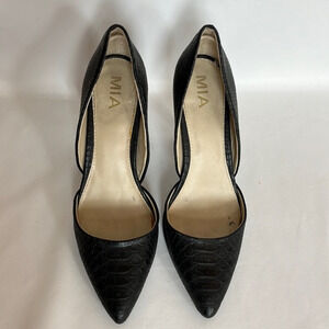 MIA Snakeskin Casual Pumps Stilettos Black Office‎ Heels Shoes Size 8